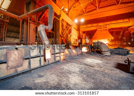 Hangzhou, China - on August 18, 2015? hangzhou Steel mills Molten iron furnace production line, hangzhou Steel mills is a large iron and steel factory .