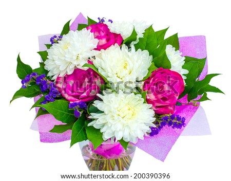 bouquet of white chrysanthemums isolated on white background