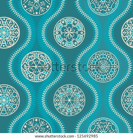 Abstract pattern for christmas textile or wrap paper, turquoise. Raster version.