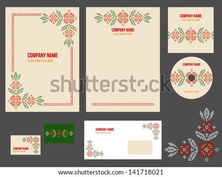Corporate identity for company or event. Vector template for business stationery set.