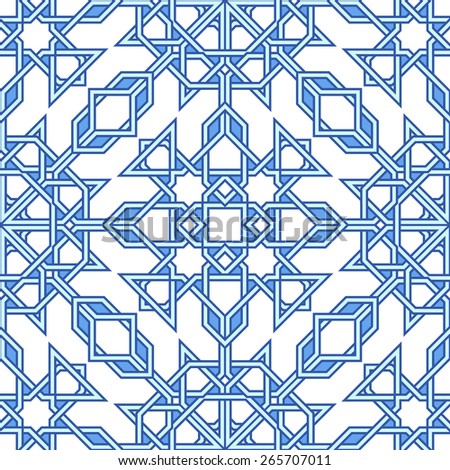 Modern intricate pattern based on traditional moorish eastern patterns. Seamless background. Raster version.