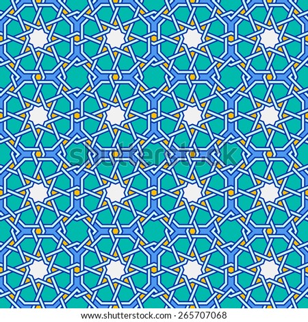 Modern intricate pattern based on traditional moorish eastern patterns. Seamless background. Raster version.