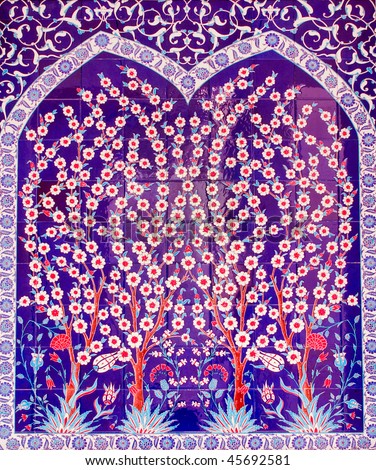 Turkish artistic wall tile - tree design