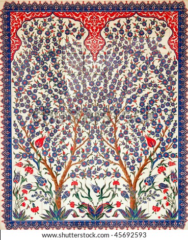 Turkish artistic wall tile - tree design