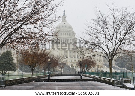 Us Capitol Building In Snow - Washington Dc, United States Stock Photo ...