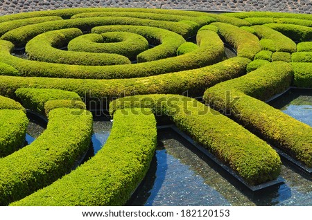 LOS ANGELES, CA - AUGUST 19, 2013: Gardens of The Getty Center. The Center is a prominent tourist attraction point in Los Angeles, CA