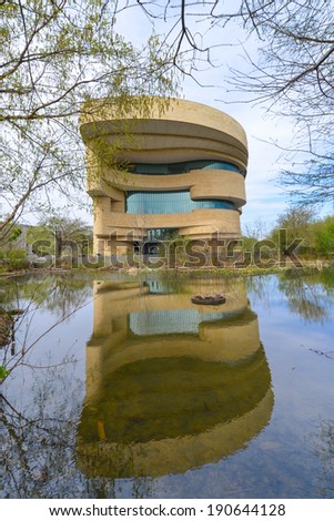 WASHINGTON, DC - APRIL 21, 2014: The National Museum of the American Indian. The Museum is dedicated to the life, languages, literature, history, and arts of the Native Americans.