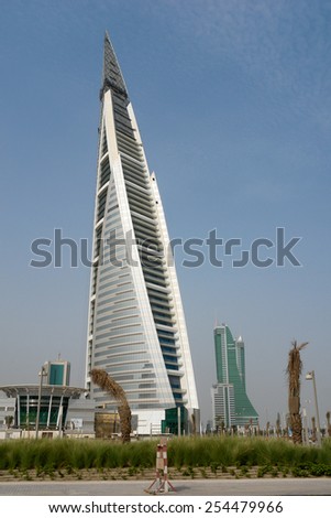 MANAMA, BAHRAIN - AUGUST 08, 2008:Bahrain World Trade Center - The Bahrain World Trade Center is a 240-meter-high twin tower complex located in Manama.