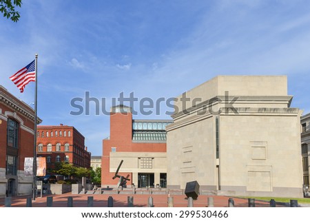 WASHINGTON D.C. - JUNE 26 2014: The United States Holocaust Memorial Museum West facade. The Museum is the United States\' official memorial to the Holocaust