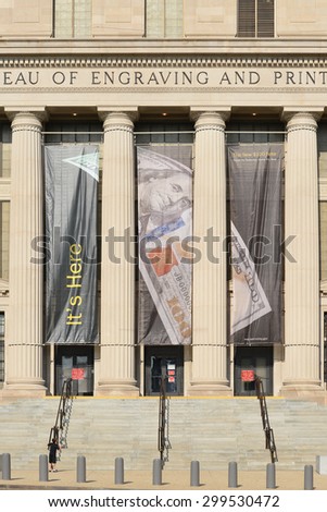 WASHINGTON D.C. - JUNE 26 2014: United States Bureau of Engraving and Printing Building. BEP\'s main function is to develop and produce United States currency notes, trusted worldwide.