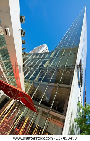 CHICAGO, IL, USA - JUNE 22, 2012: Sofitel hotel, Gold Coast. The building\'s knife-like shape grants it a place in the list of America\'s Favorite Architecture by the American Institute of Architects