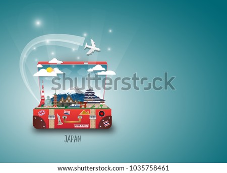Japan Landmark Global Travel And Journey paper background. Vector Design Template.used for your advertisement, book, banner, template, travel business or presentation