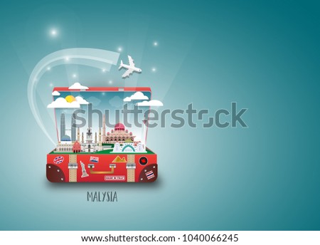 Malaysia Landmark Global Travel And Journey paper background. Vector Design Template.used for your advertisement, book, banner, template, travel business or presentation