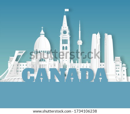Canada Landmark Global Travel And Journey paper background. Vector Design Template.used for your advertisement, book, banner, template, travel business or presentation.