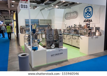 MILAN, ITALY Ã¢Â?Â? SEPTEMBER 26: Industrial machinery at Chem-Med exhibition, complete showcase of equipment and instrumentation for chemical laboratory on SEPTEMBER 26, 2013 in Milan.
