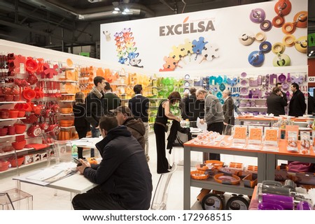 MILAN, ITALY - JANUARY 20: People visit HOMI, home international show and point of reference for all those in the sector of interior design on JANUARY 20, 2014 in Milan.