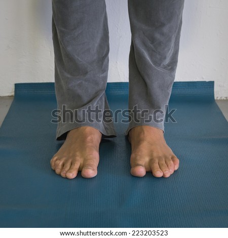 MILAN, ITALY - OCTOBER 10: Detail of feet during a class at Yoga Festival, event dedicated to yoga, meditation and healthy lifestyle on OCTOBER 10, 2014 in Milan.