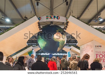 MILAN, ITALY - FEBRUARY 13: Expo stand at Bit, international tourism exchange reference point for the travel industry on FEBRUARY 13, 2015 in Milan.