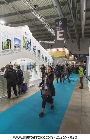 MILAN, ITALY - FEBRUARY 13: People visit Bit, international tourism exchange reference point for the travel industry on FEBRUARY 13, 2015 in Milan.