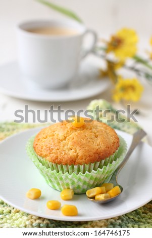 Freshly baked corn muffins on the plate