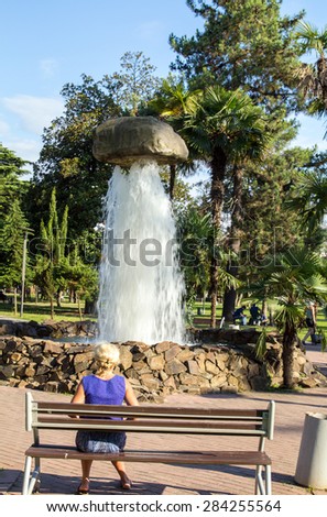 BATUMI, GEORGIA - JULY 09, 2013: Fountain in Central Park in Batumi. It is 340 kilometres west of Tbilisi, second largest city in Georgia