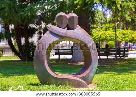 BATUMI, GEORGIA - JULY 10, 2013: Everlasting Love sculpture. Batumi is called the city of love