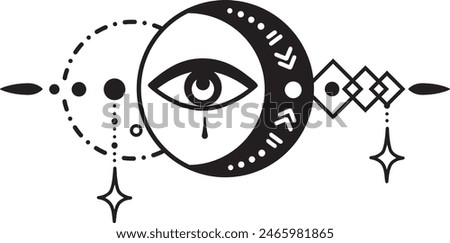 
Orus Eye, moon, geometrical esoteric, boho design, mystical