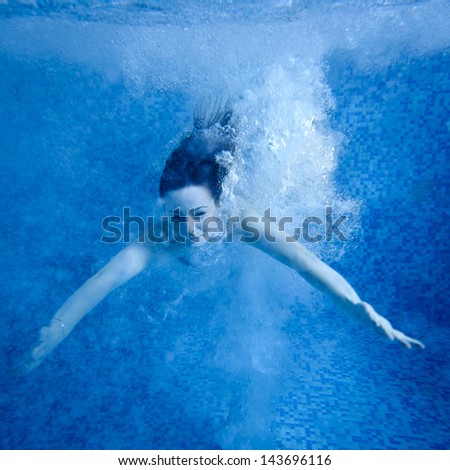 Mermaid Underwater, Beautiful Woman underwater in Aqua Studio