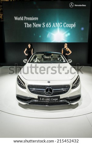 MOSCOW, RUSSIA - August 26: Mercedes Benz Cars at MIAS 2014 in Moscow, 26 August 2014