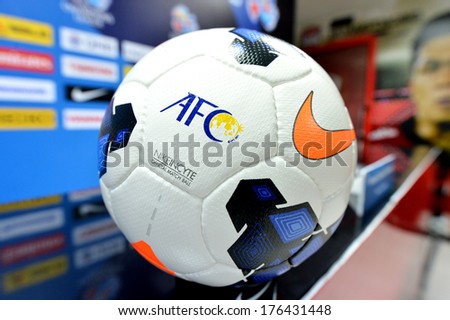 NONTHABURI-FEB7,2014: The ball to be used in competition during press conference AFC Champions League 2014 between MTUTD and Hanoi  at Chonburi Stadium on February7,2014 in Thailand