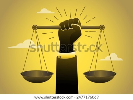 Weight scales justice hold in hand judge. Civil rights. Law and justice concept.