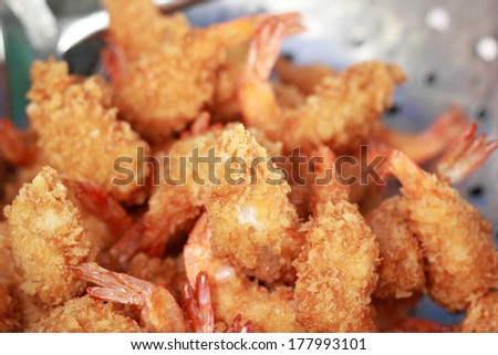 Japanese Cuisine - Tempura Shrimps fried in  the kitchen.