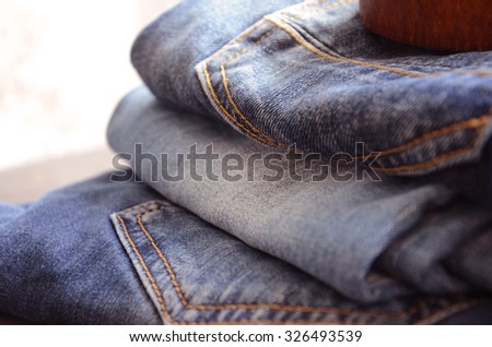 Pile of Jeans Close up