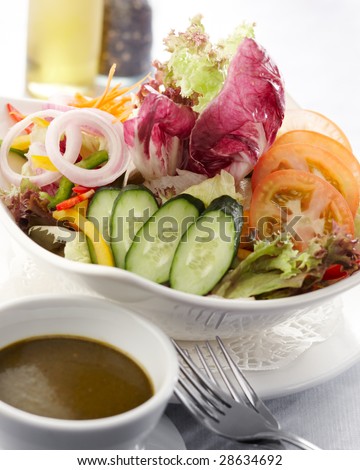 delicious and healthy bowl of salad, shallow depth of field