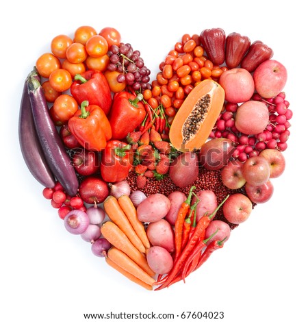 Heart Shape Form By Various Vegetables And Fruits Stock Photo 67604023 ...