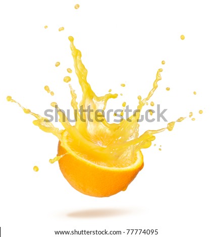 orange with splash isolated on white background