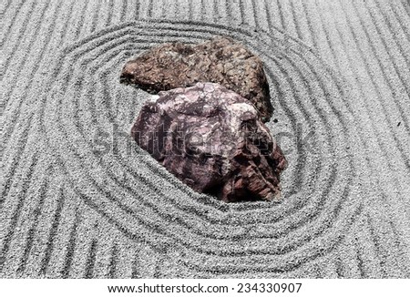 Two rocks in a Japanese rock garden