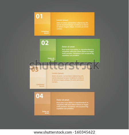 Vector - four solid cards with space for your content. Four steps - choices in different colors. Modern plastic shining design.