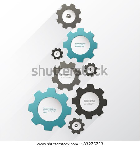Vector cogwheel template. Cogwheel connection, teamwork. Colorfully creative template with space for your content. 