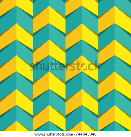 Bright color seamless pattern. Simple chevron pattern in blue and bright yellow. Communicate power and growth.