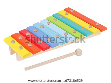 Xylophone with wand on a white background