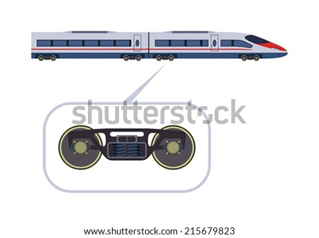 Detailed high-speed train on a white background