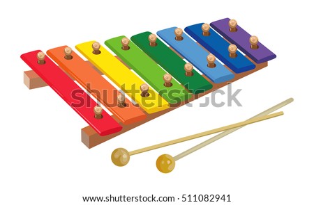 Children's rainbow xylophone on a white background