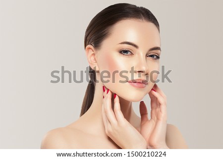Similar – Image, Stock Photo Closeup of female lips with red lipstick reflected in mirror