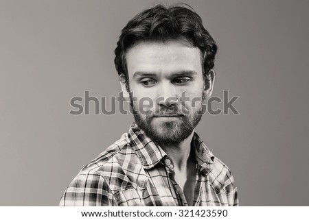 Beard man portrait brutal rustic black and white