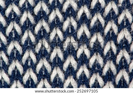 White and blue knitting wool texture background.