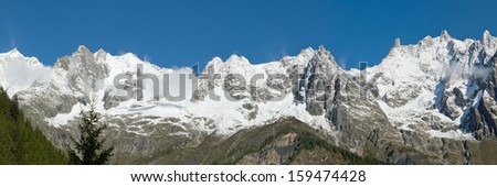 Overview of the chain of Mont Blanc