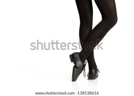 Girl'S Legs And Feet Posing In Tap Shoes And Black Tights Stock Photo ...
