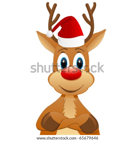 Rendeer With Santa Hat Stock Vector 65679646 : Shutterstock