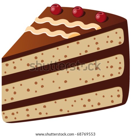 Chocolate Cake With Cherries - Vector Illustration - 68769553 ...